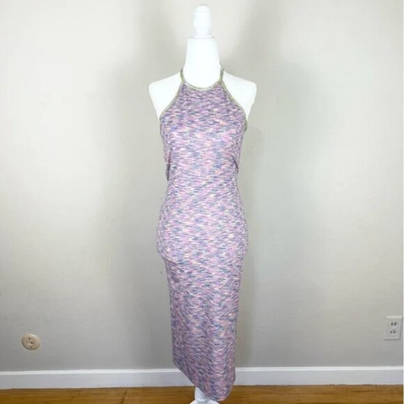 Lisa Says Gah! Julia Space Dye Y2K Ribbed Stretch Halter Midi Dress Size Small - Picture 8 of 13